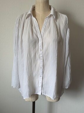 Vintage EK Designs Sheer White Long Sleeve Button Down Top